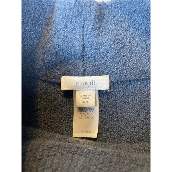 J. Jill Purejill Sweater Women's M/L Teal Mock Neck Side Tie Wool Blend Tunic - Picture 2 of 8